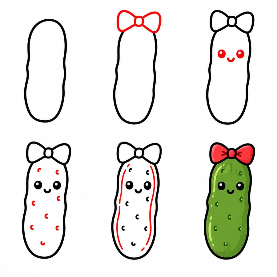 Cornichons avec un nœud papillon dessin