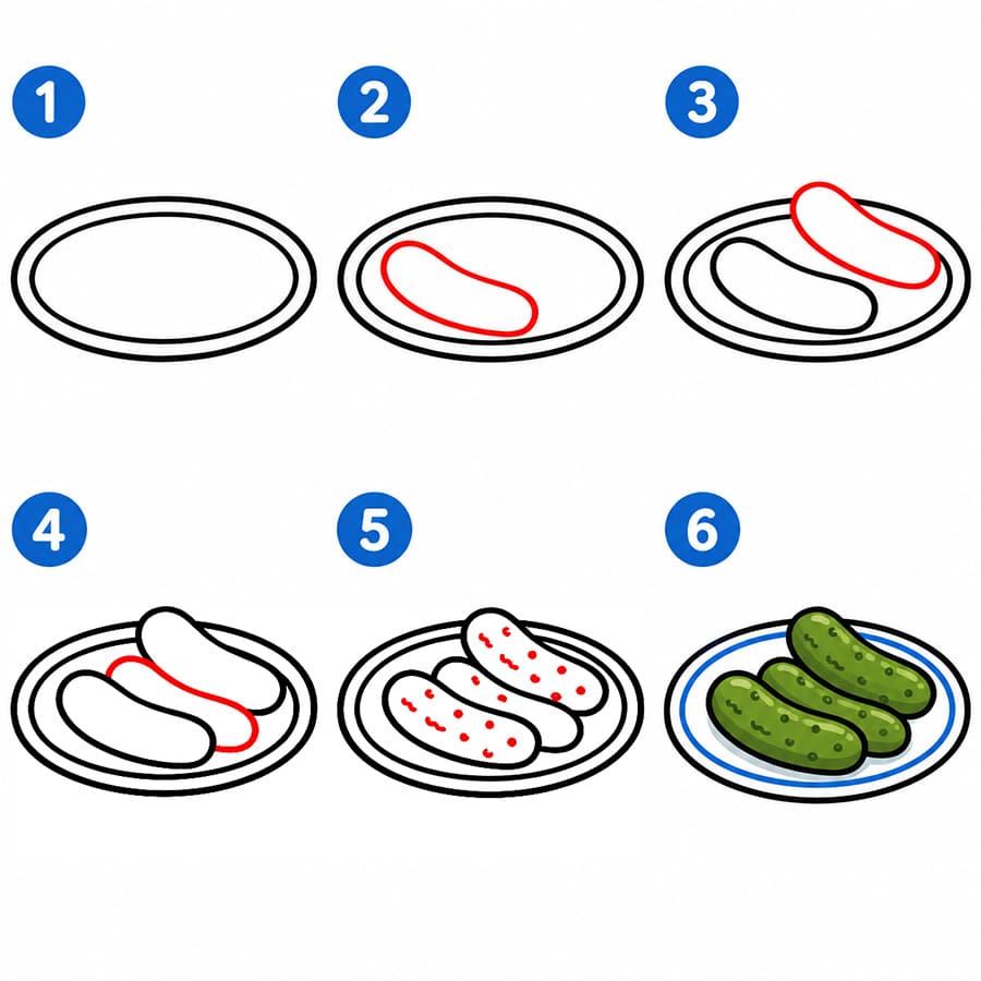 Cornichons dans une assiette dessin