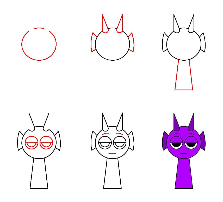 Durple Sprunki Incredibox qui s’ennuie dessin