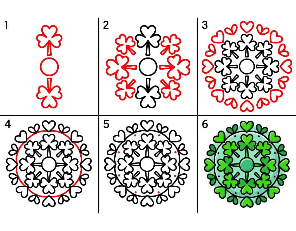 Mandala en forme de trèfle dessin