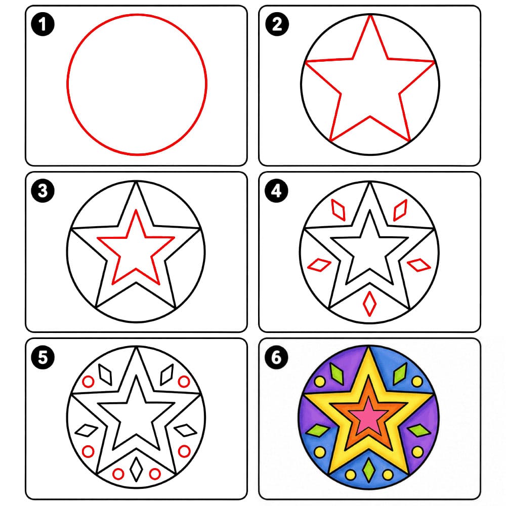 Mandala en forme d'étoile dessin