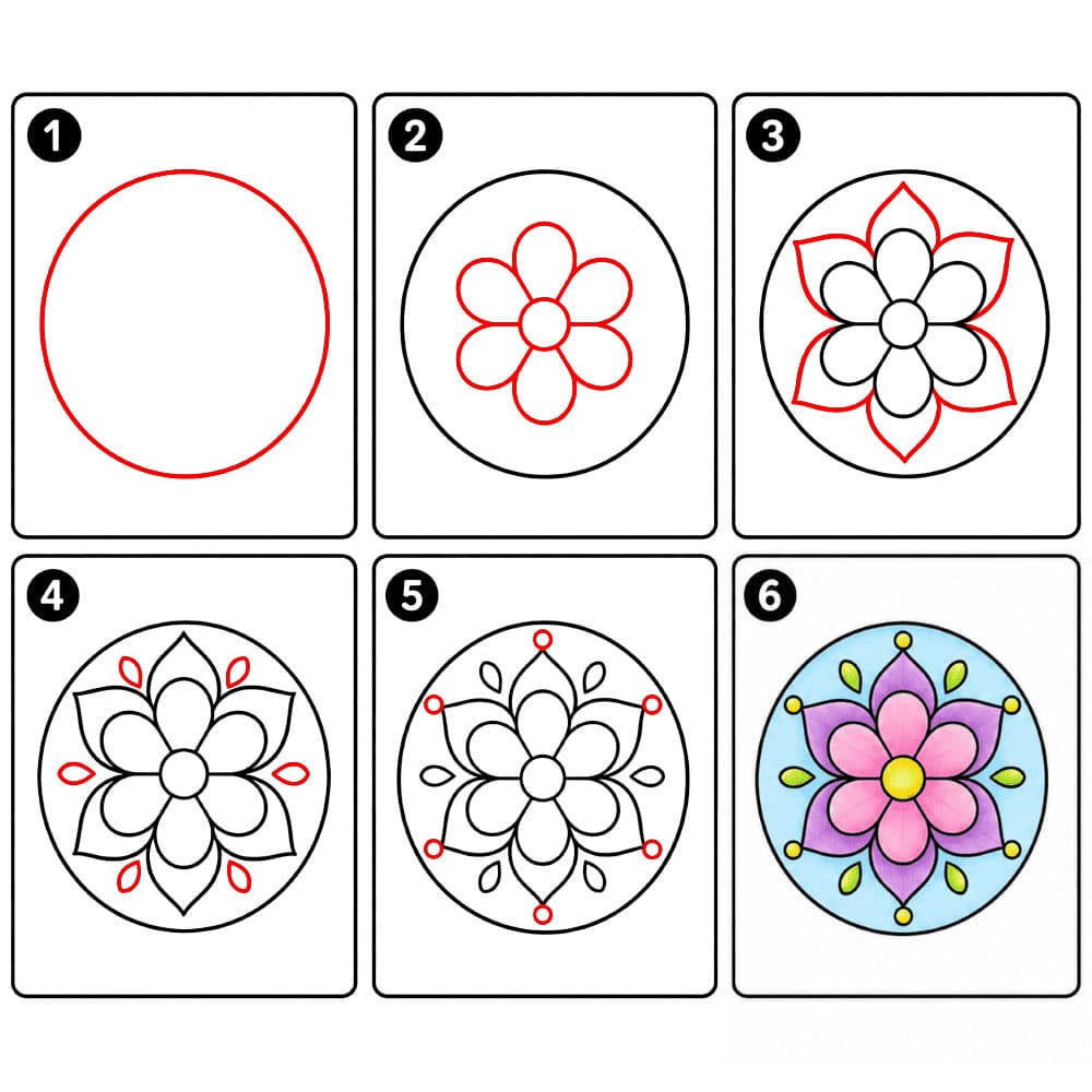 Mandala floral simple dessin