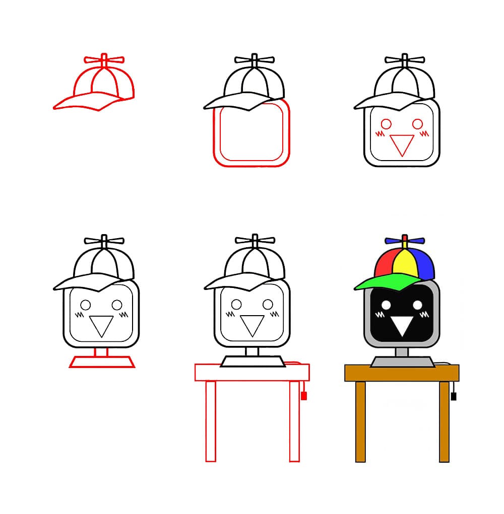 Mr Fun Computer Sprunki Incredibox sur une table dessin