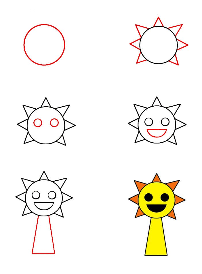 Mr Sun Sprunki Incredibox souriant dessin
