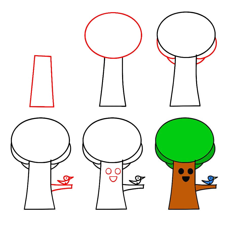 Mr Tree Sprunki Incredibox avec un oiseau dessin