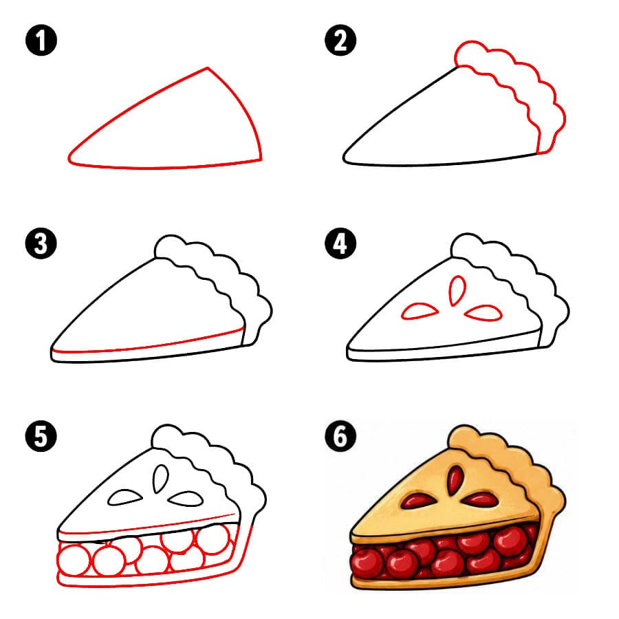 Part de tarte aux cerises dessin