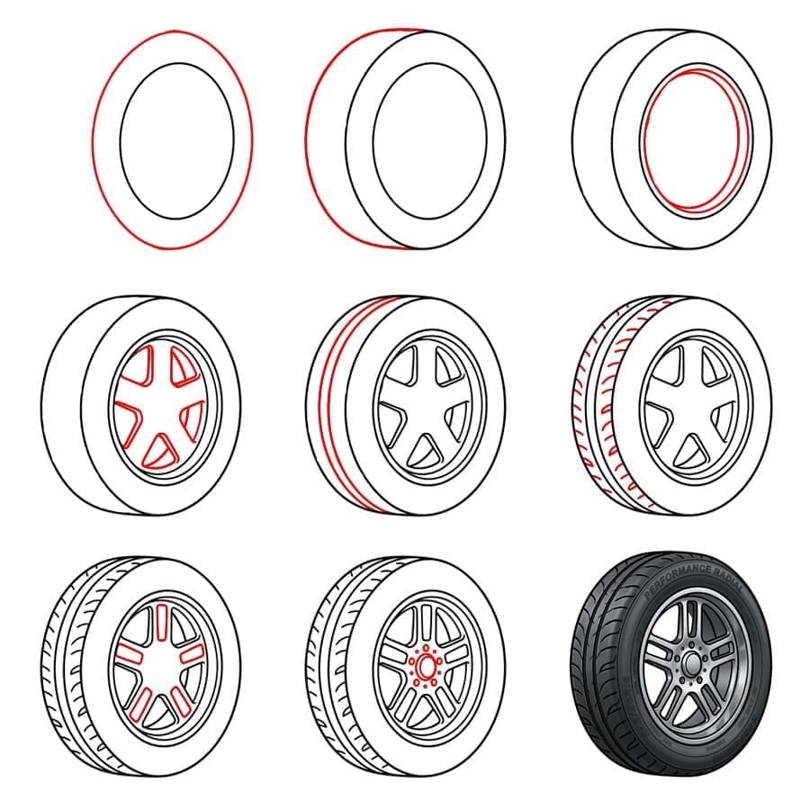 Roue détaillée dessin