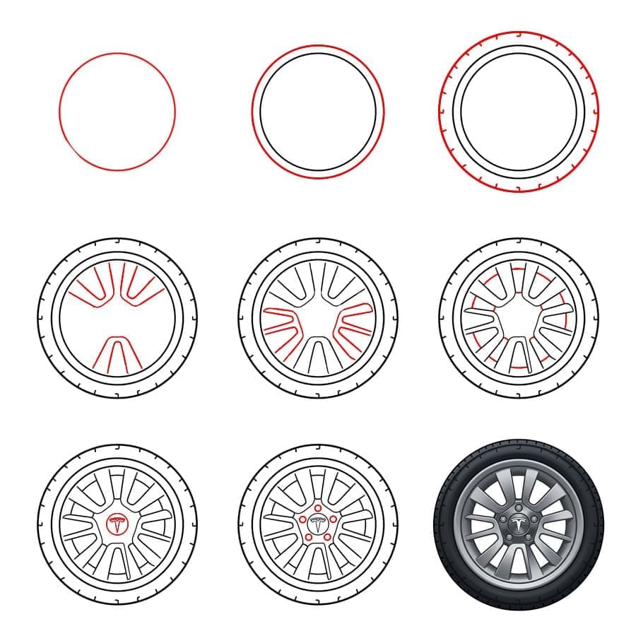Roue Tesla gratuite dessin