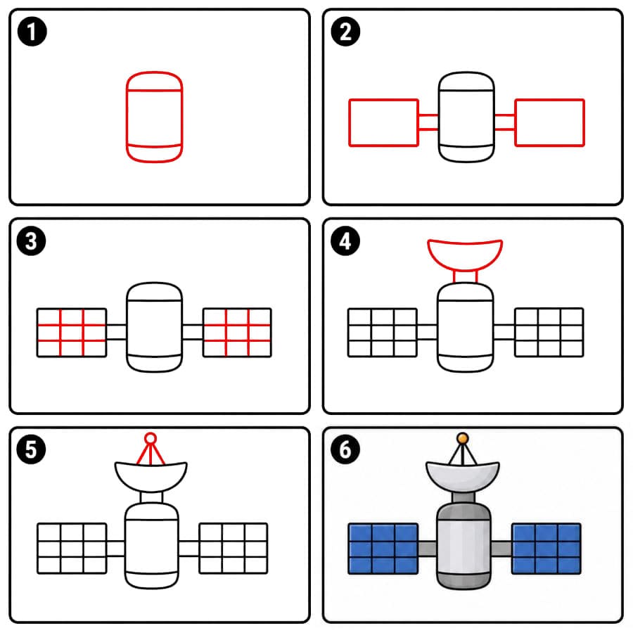 Satellite avec antenne parabolique dessin