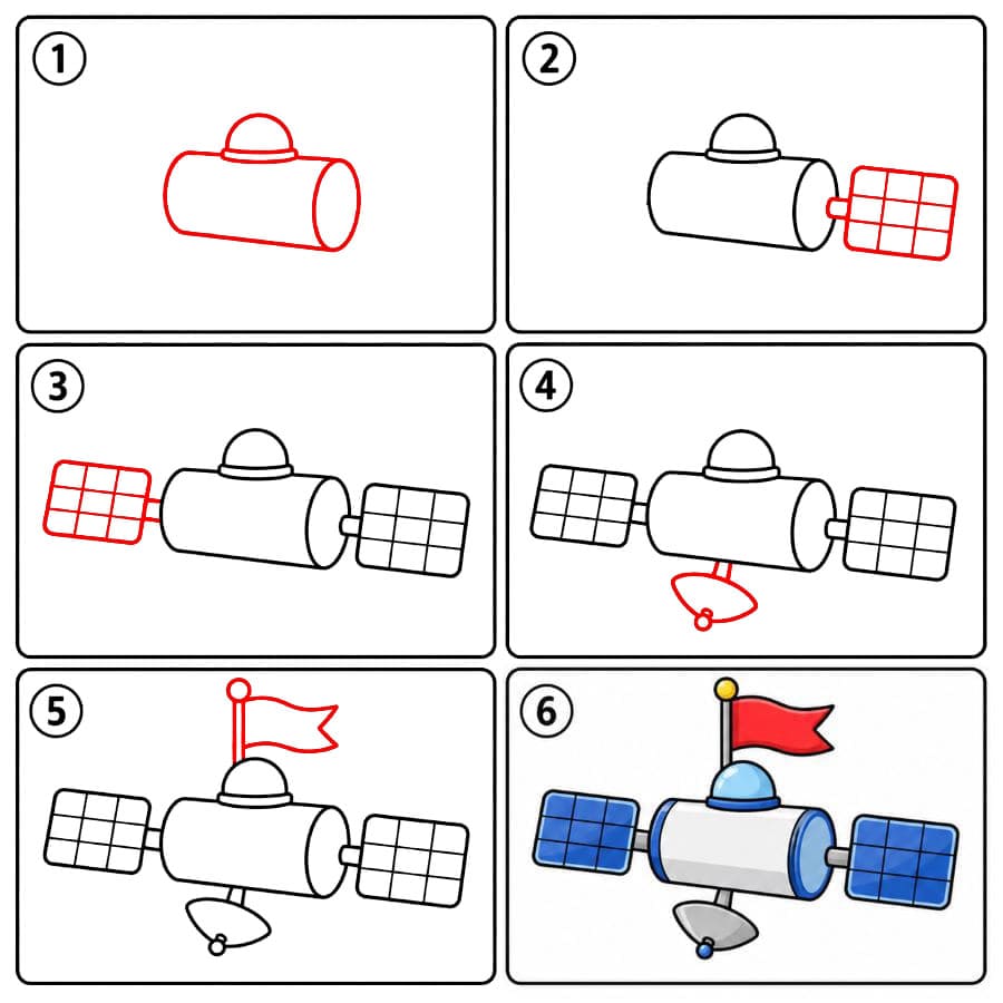 Satellite avec drapeau dessin