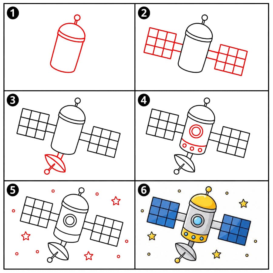 Satellite en apesanteur dessin