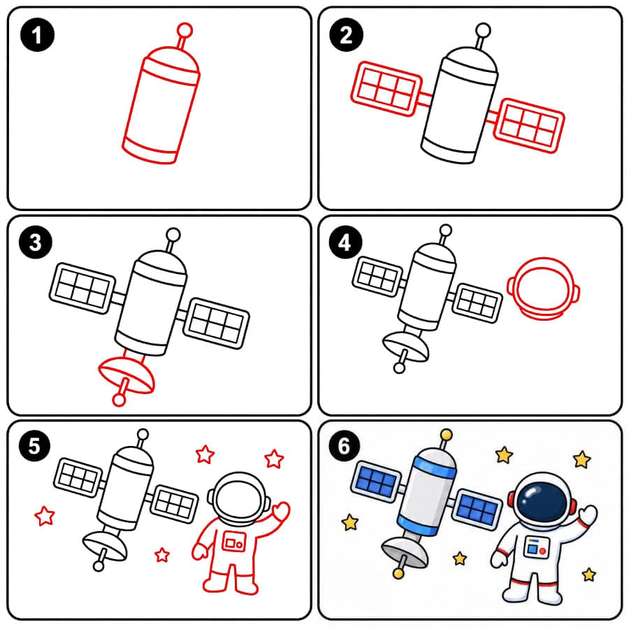 Satellite et astronaute dessin