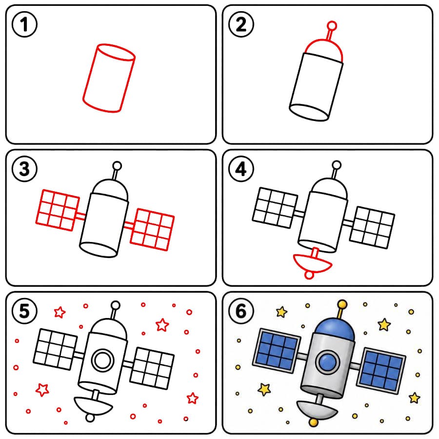 Satellite et étoiles dessin