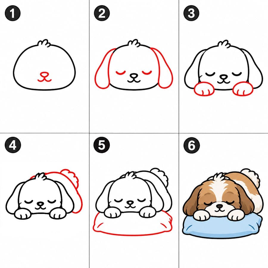 Shih Tzu avec un coussin dessin