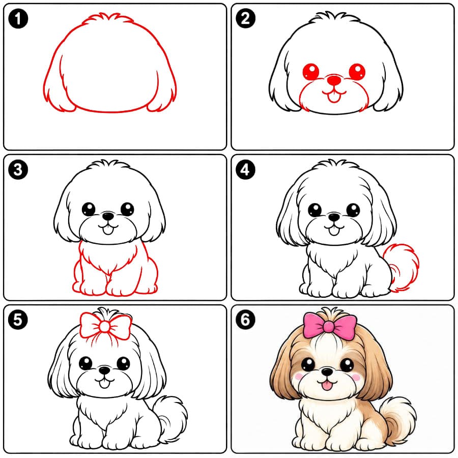 Shih Tzu avec un nœud dessin