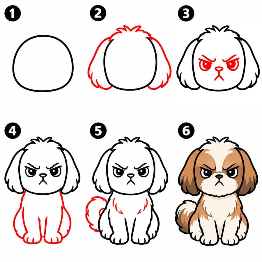 Shih Tzu en colère dessin
