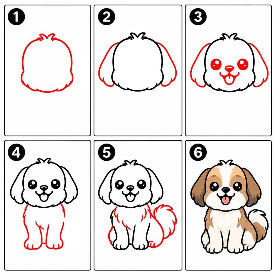 Shih Tzu heureux dessin
