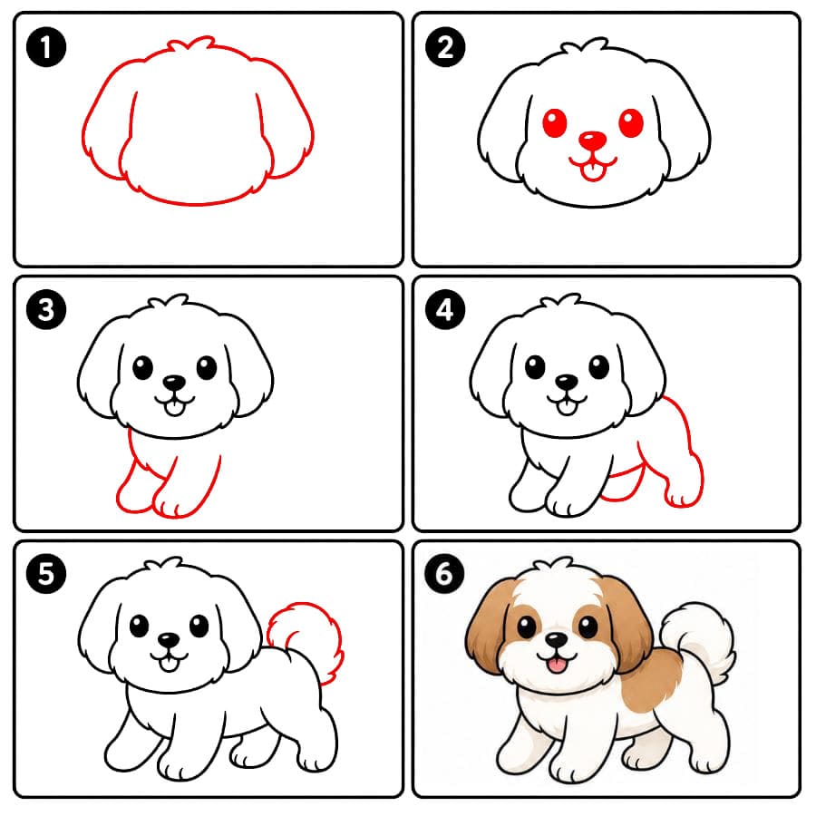 Shih Tzu joueur dessin