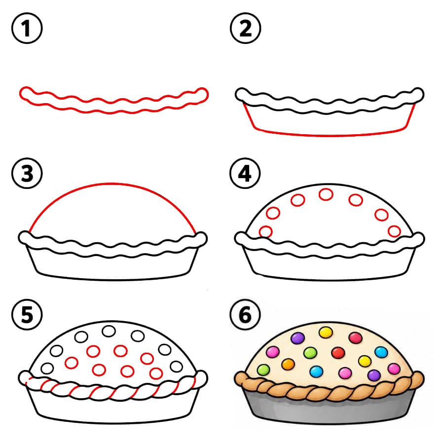 Tarte aux garnitures colorées dessin