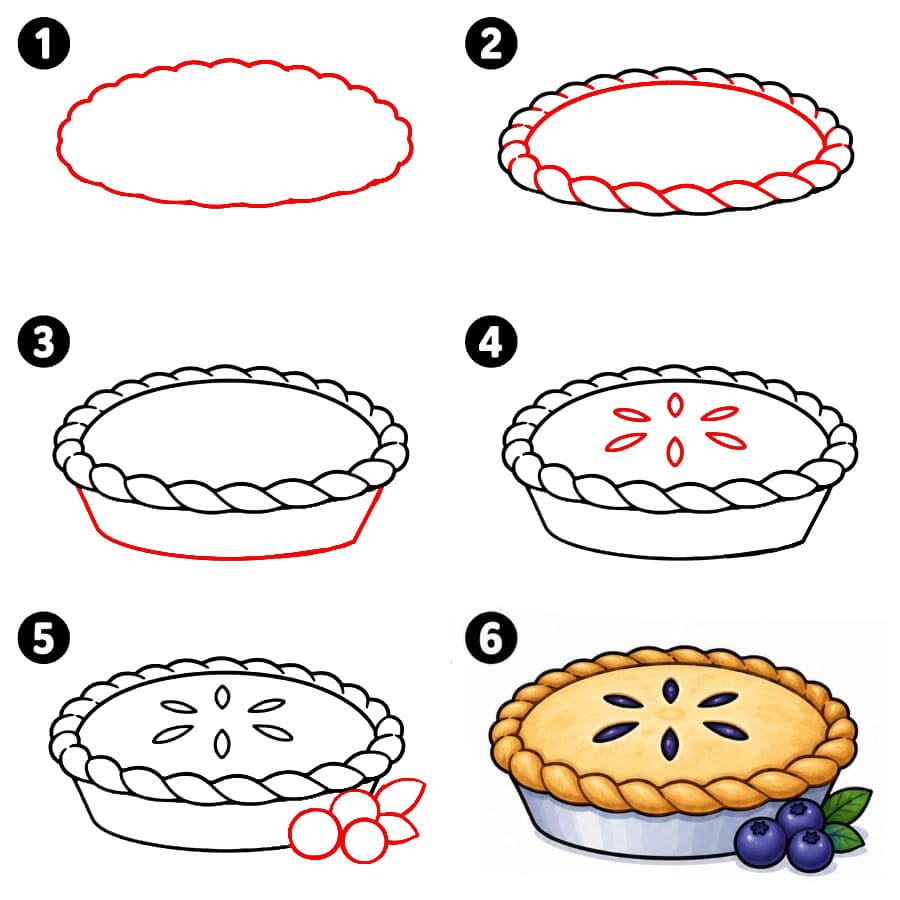 Tarte classique aux myrtilles dessin