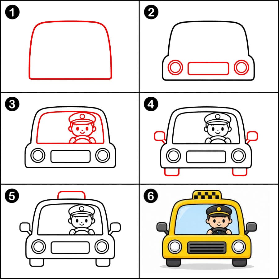 Taxi avec chauffeur dessin