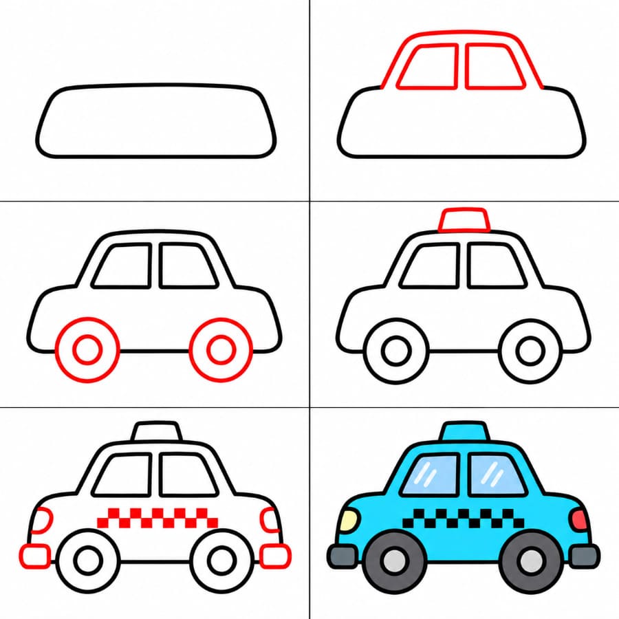 Taxi cyan dessin