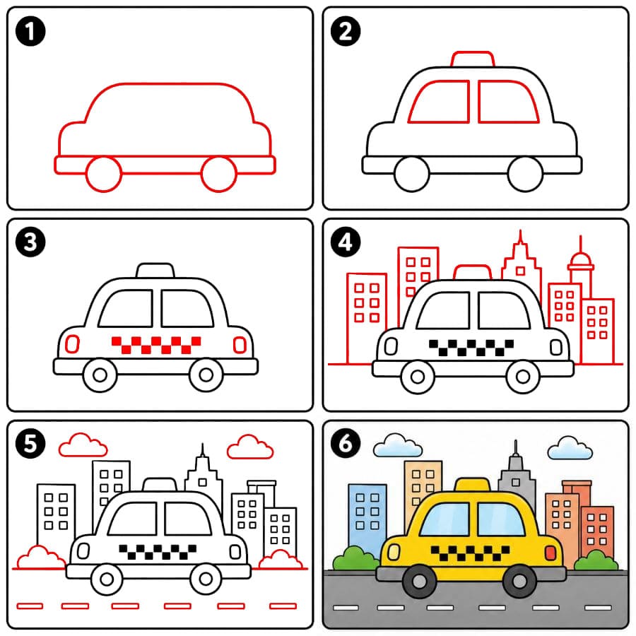 Taxi en ville dessin