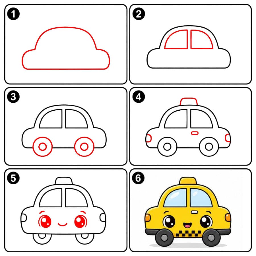 Taxi kawaii dessin