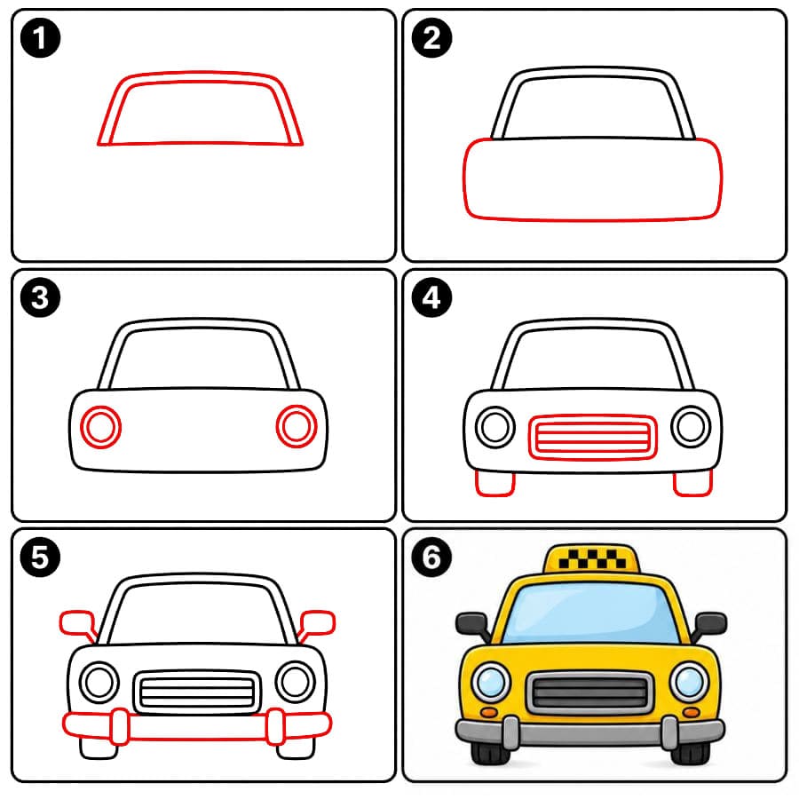Taxi vue de face dessin