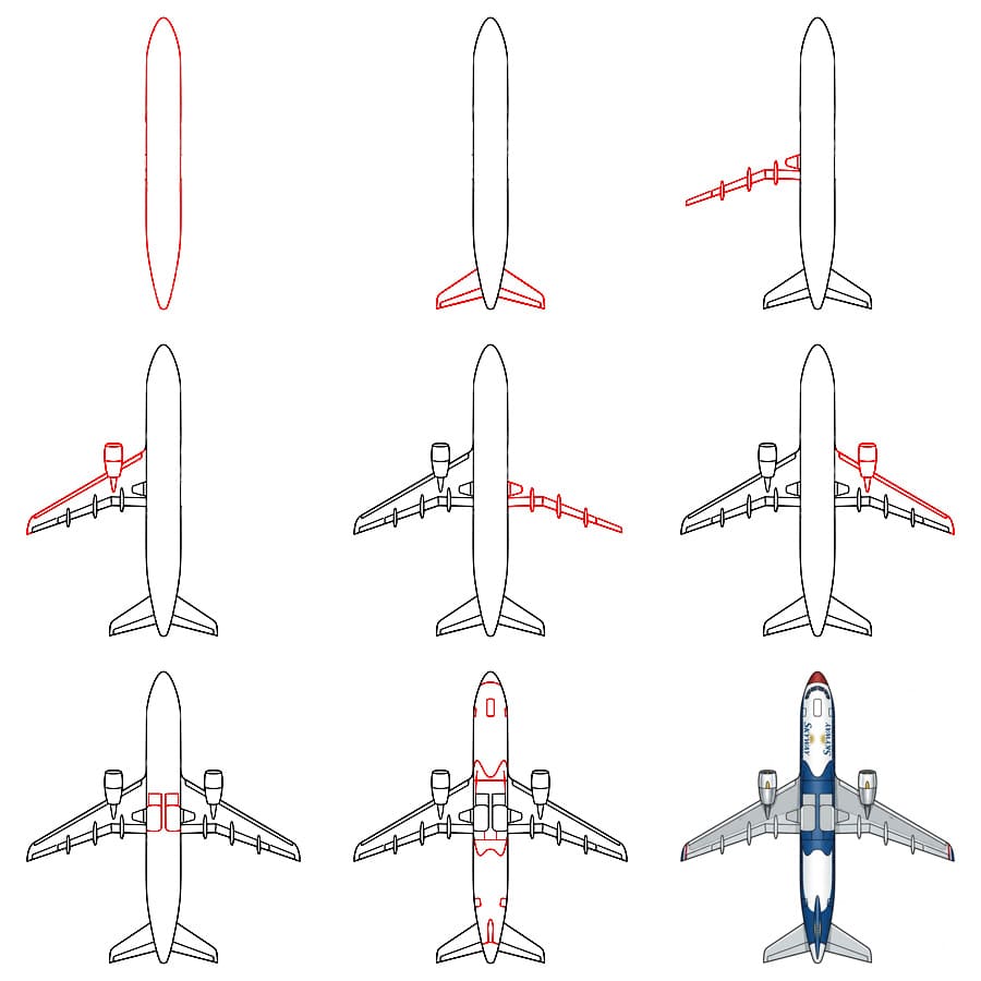 Vue de dessous d’un avion dessin