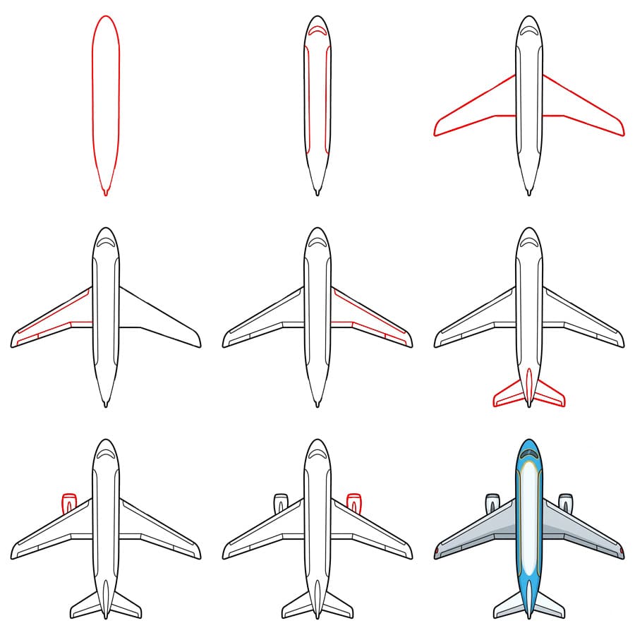 Vue de dessus d’un avion dessin