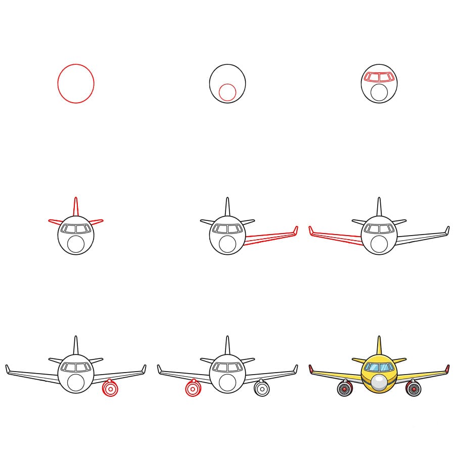 Vue de face d’un avion dessin